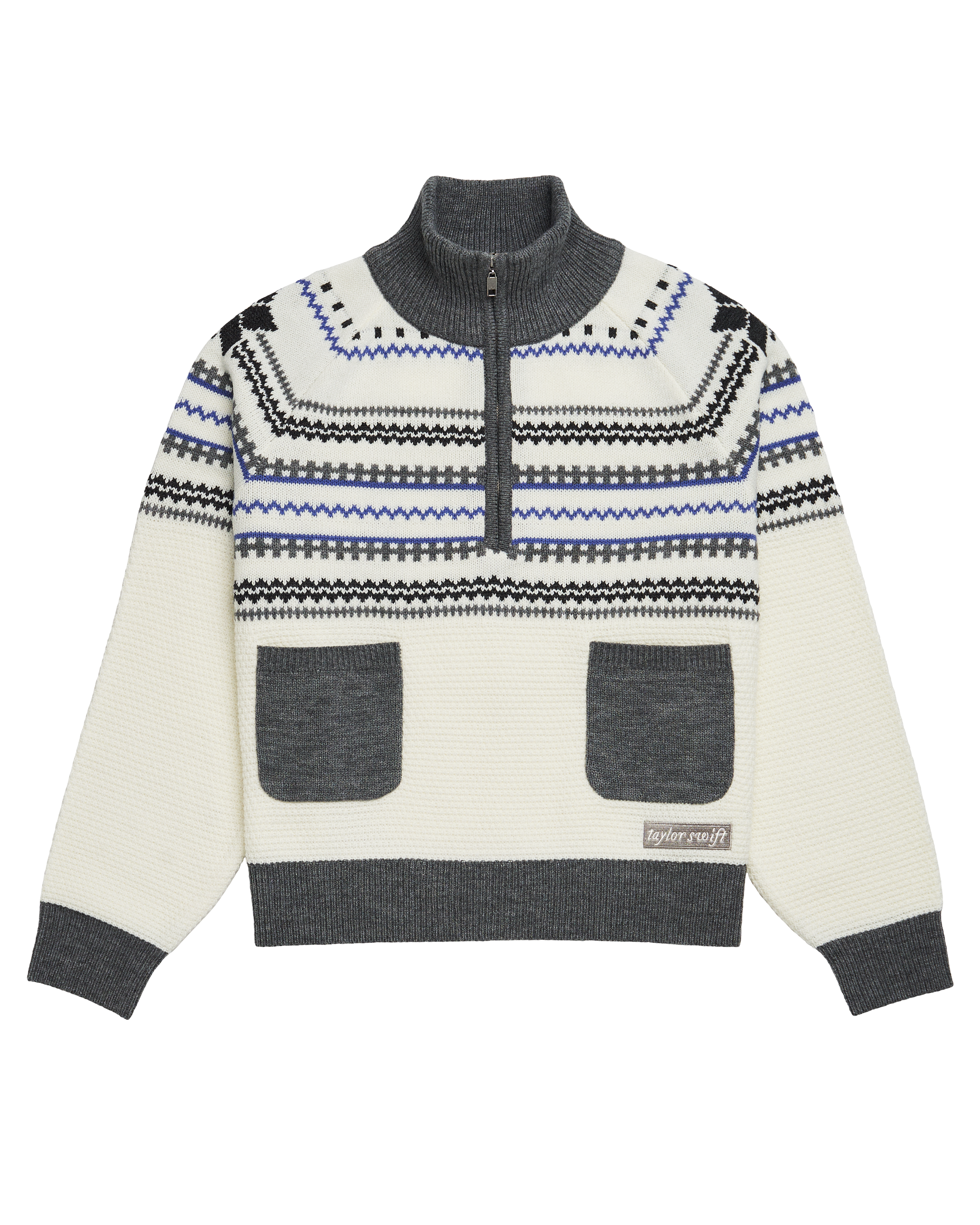 Folklore Album Quarter Zip Up Sweater