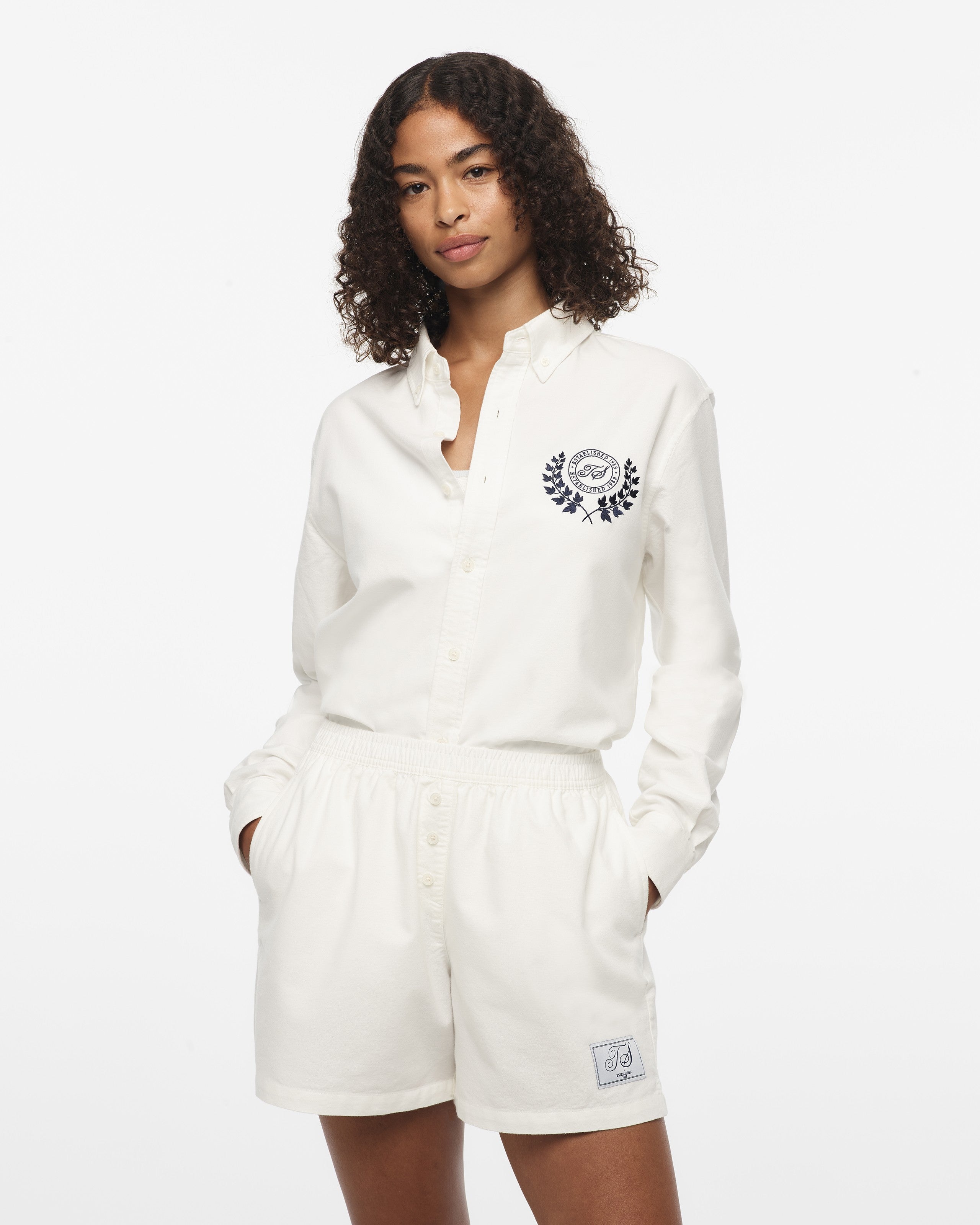 Taylor Swift TS Crest White Oxford Shorts Shorts 411195
