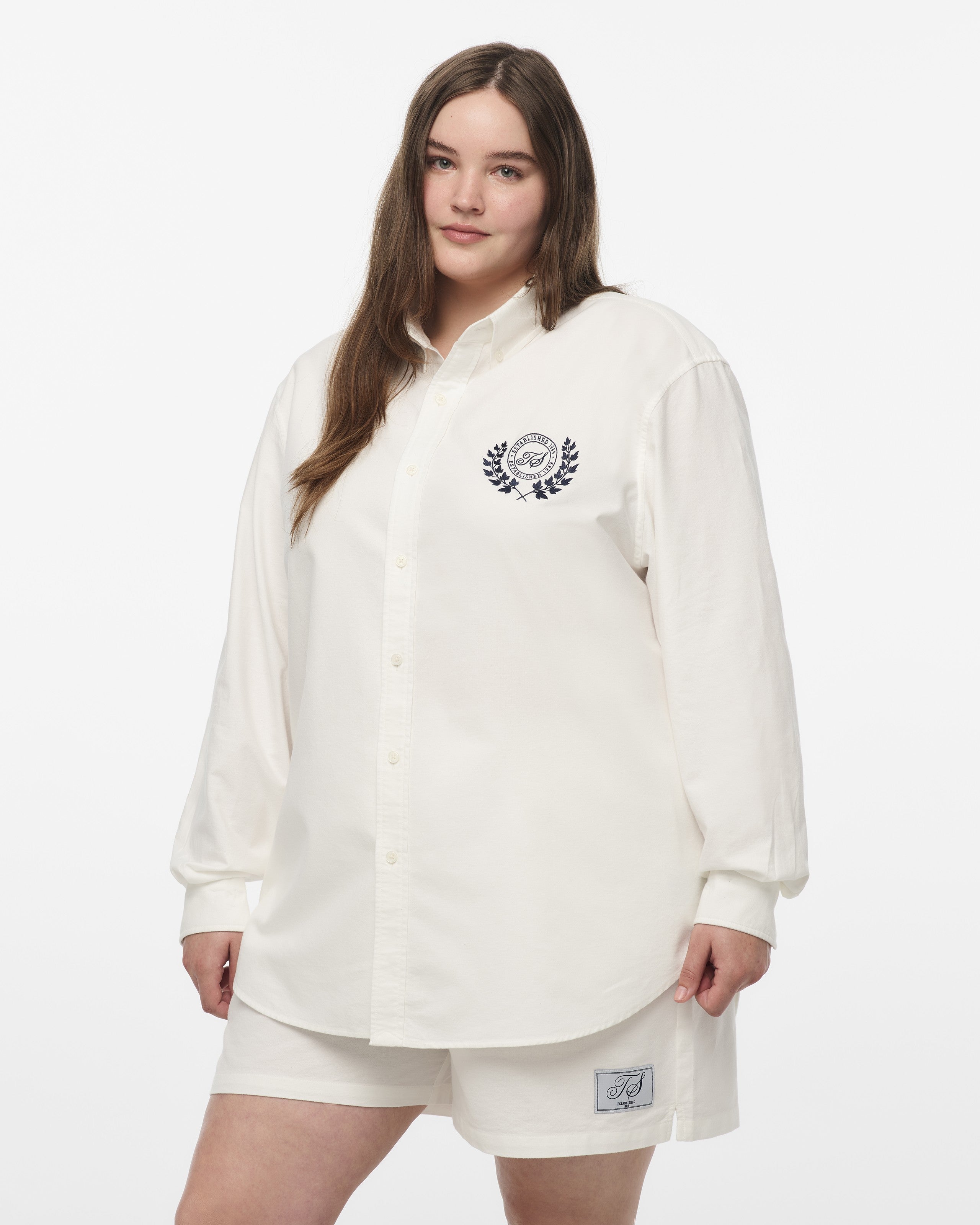 Taylor Swift TS Crest White Oxford Shorts Shorts 411209