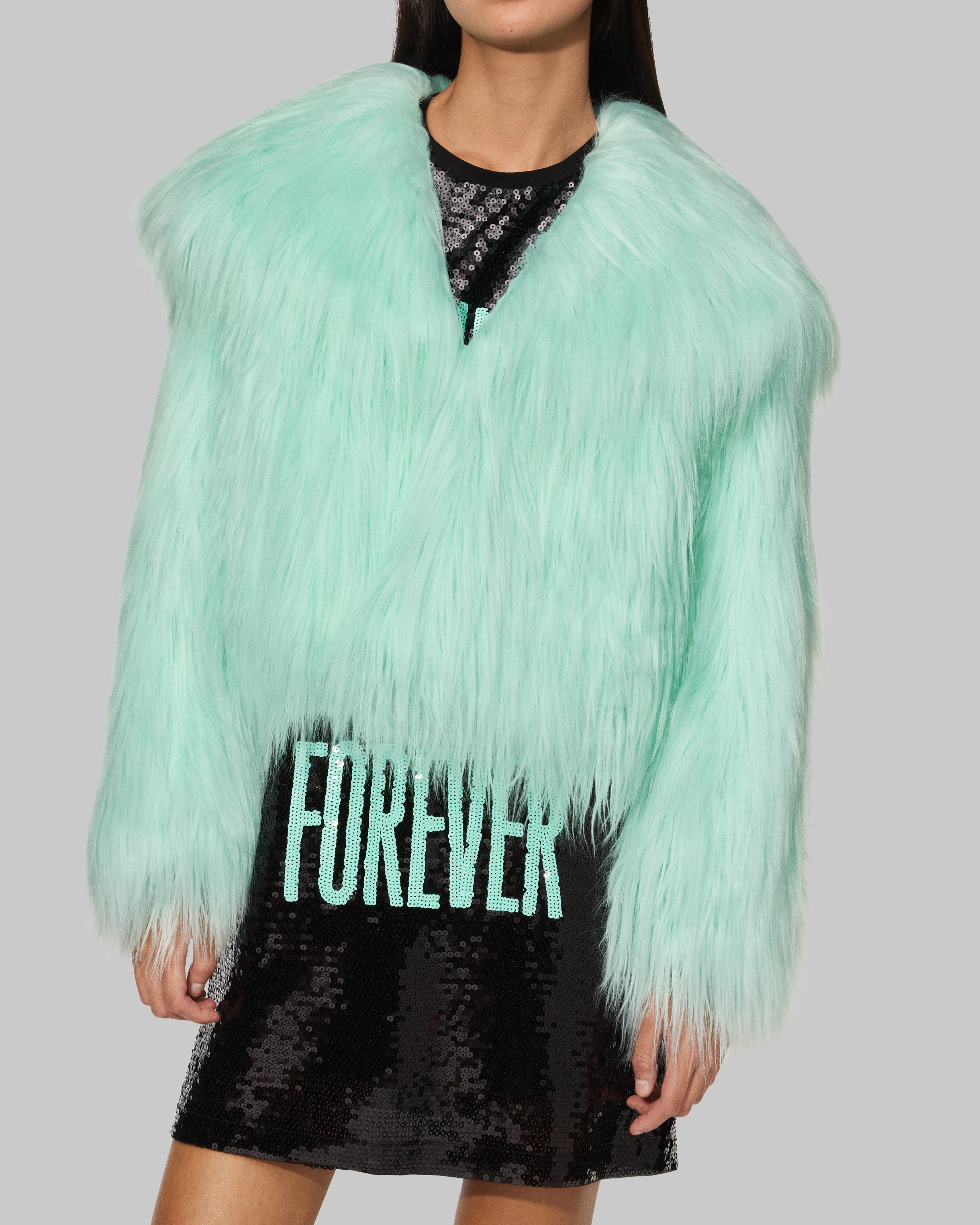 Taylor Swift The Life of a Showgirl Mint Faux Fur Coat Jacken 423528